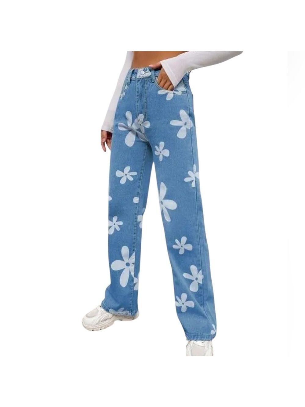 Flying Angel Wide Leg Jeans Womens Size 30 Daisy Embroidered Denim Retro Y2K